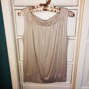 LOFT Tan Shimmer Sleeveless Blouse